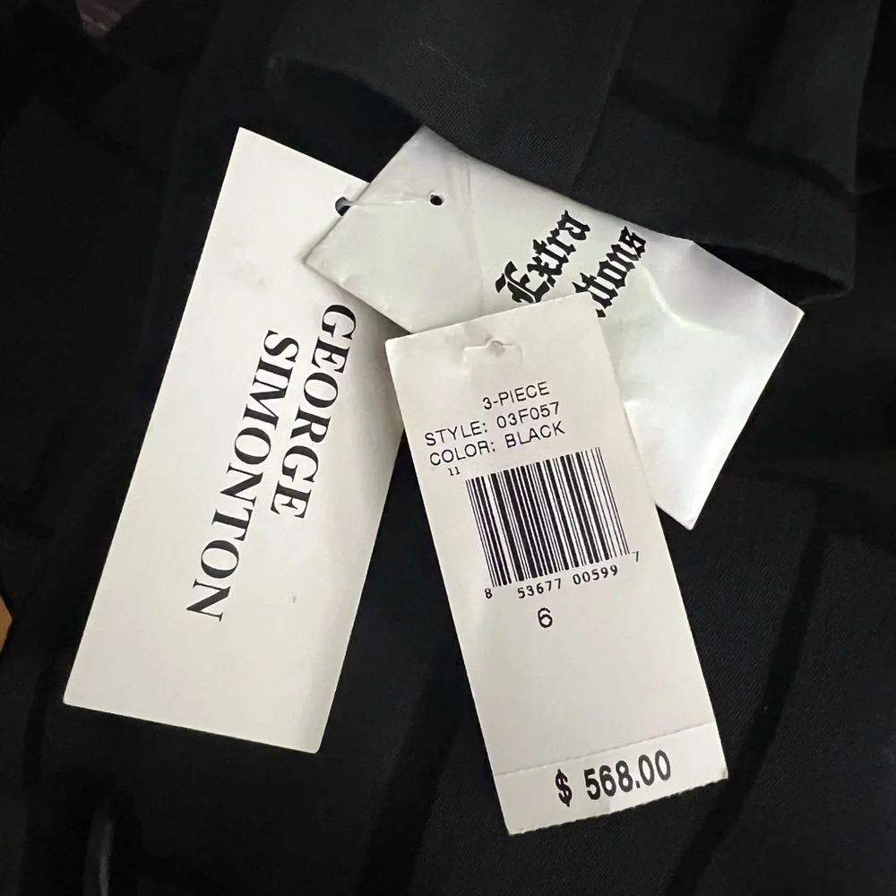 George Simonton NWT Woman’s Skirt Suit Black Size 6 Lined - Picture 6 of 6